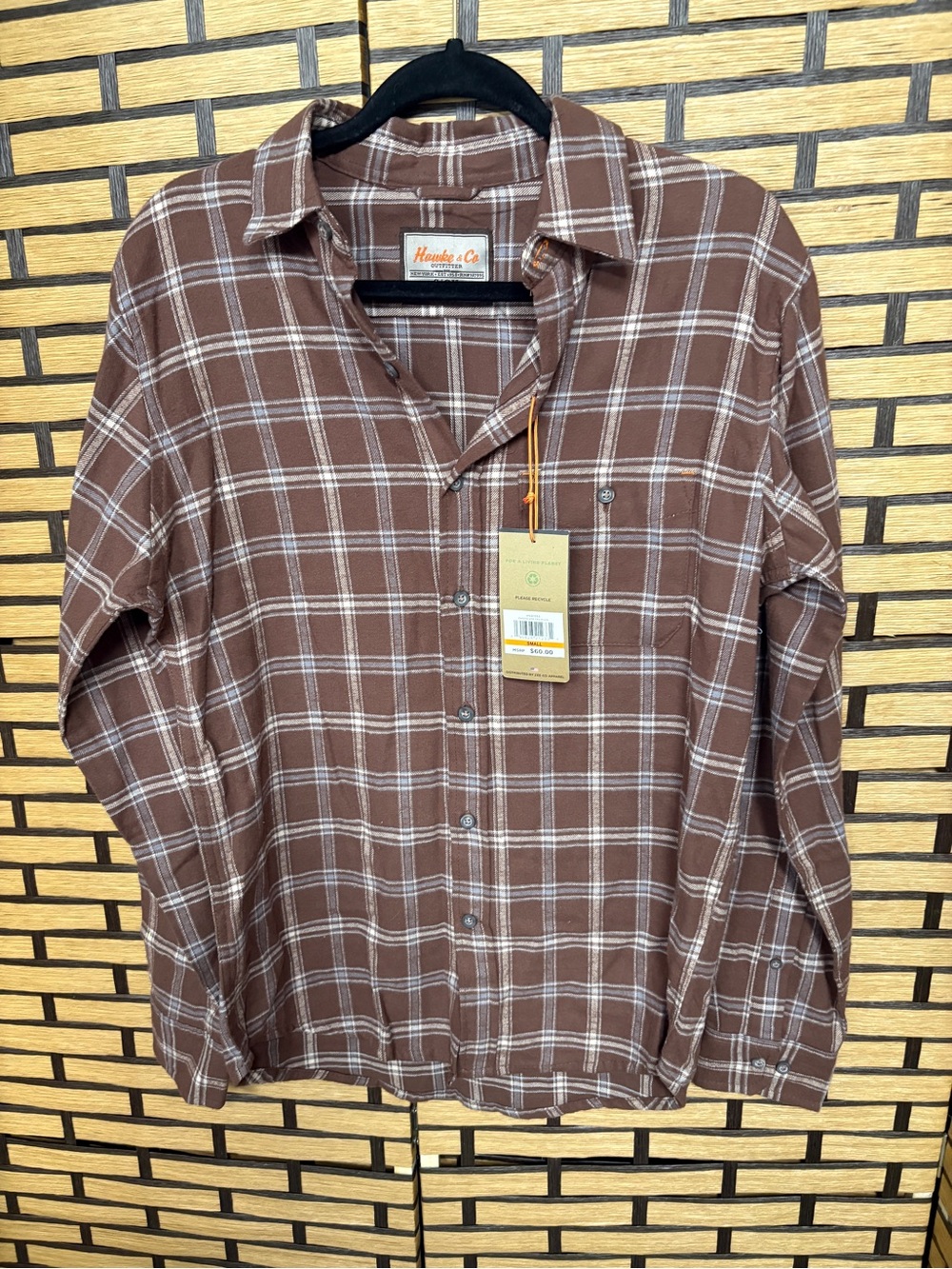 Hawke & co outfitters brown plaid flannel size small